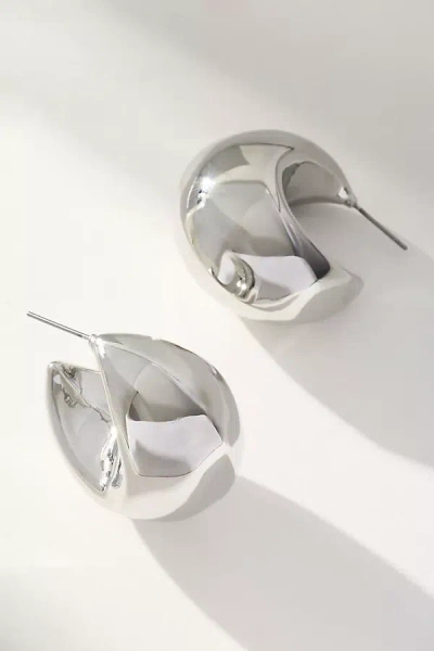 By Anthropologie Chunky Huggie Hoop Earrings In Silver