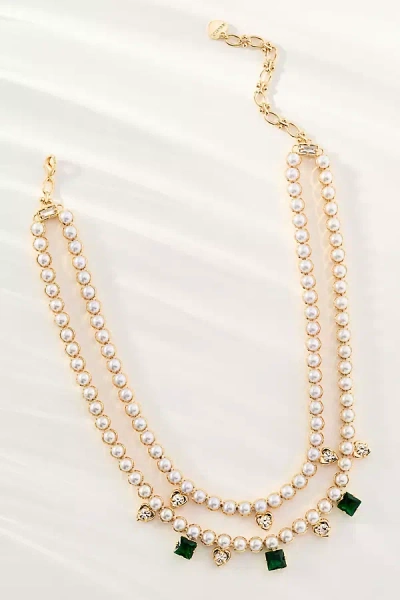 By Anthropologie Chunky Layered Pearl & Gem Necklace In Gold