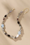 By Anthropologie Chunky Mixed Beaded Necklace In Gray
