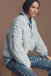By Anthropologie Chunky Open-front Cardigan Sweater In Blue