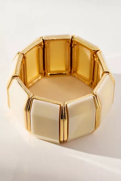 By Anthropologie Chunky Panel Stretch Cuff Bracelet In White
