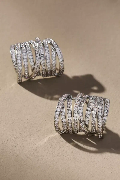 By Anthropologie Chunky Pavé Huggie Hoop Earrings In Gold