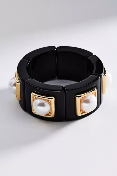 By Anthropologie Chunky Pearl Cuff Bracelet In Black