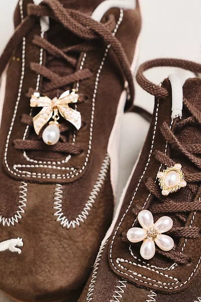 By Anthropologie Chunky Pearl Shoe Charms, Set Of 3 In Brown