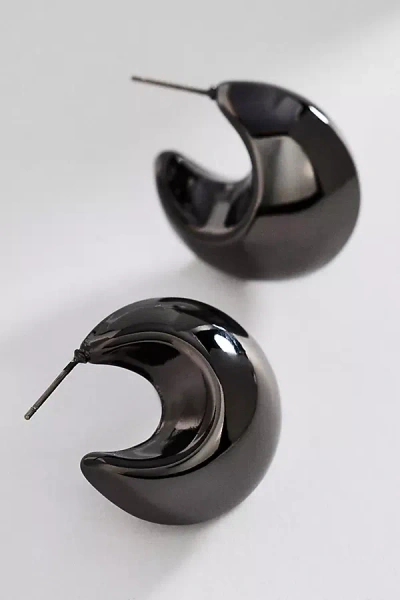 By Anthropologie Chunky Puff Hoop Earrings In Black