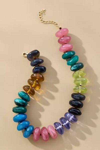 By Anthropologie Chunky Rainbow Necklace In Blue