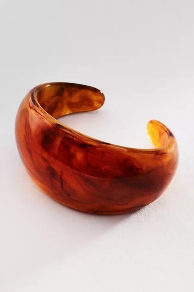 By Anthropologie Chunky Resin Cuff Bracelet In Brown