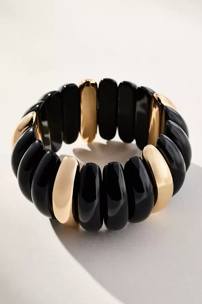 By Anthropologie Chunky Resin Metal Stretch Bracelet In Black