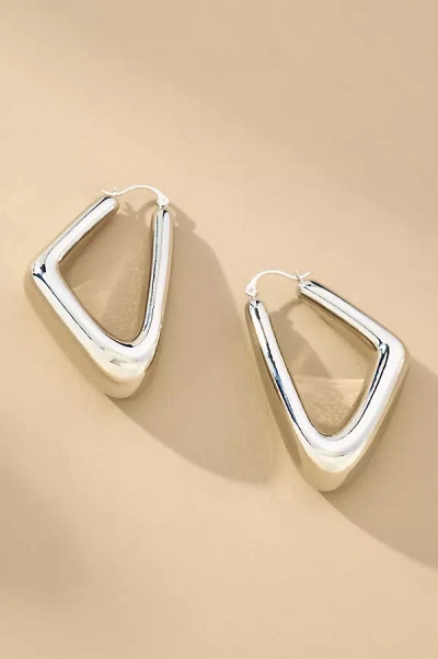 By Anthropologie Chunky Triangle Hoop Earrings In Silver