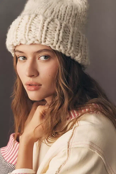 By Anthropologie Chunky Yarn Beanie In White