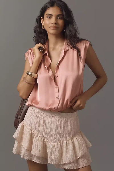 By Anthropologie Cinched Buttondown Blouse In Pink