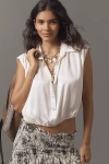 By Anthropologie Cinched Buttondown Blouse In White