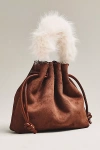 By Anthropologie Cinched Suede Faux Fur Bucket Bag In Brown
