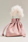 By Anthropologie Cinched Suede Faux Fur Bucket Bag In Purple