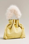 By Anthropologie Cinched Suede Faux Fur Bucket Bag In Yellow