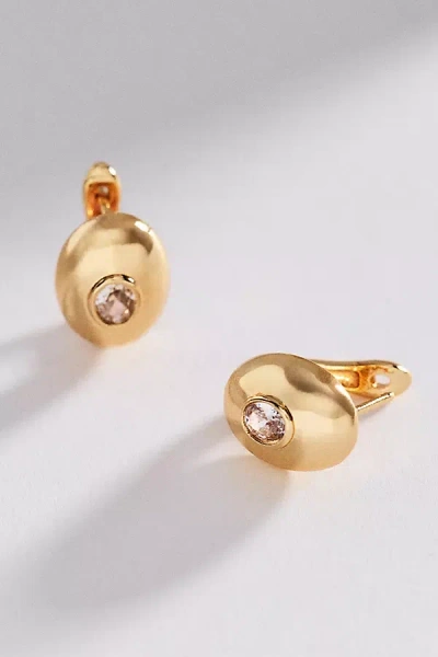 By Anthropologie Circular Bezel Crystal Earrings In Gold