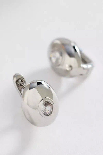 By Anthropologie Circular Bezel Crystal Earrings In Silver