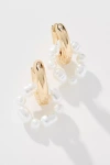 By Anthropologie Circular Pearl Huggie Hoop Earrings In White