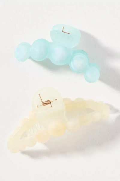 By Anthropologie Citrus Bubble Hair Claw Clips, Set Of 2 In Blue