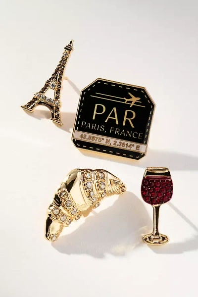 By Anthropologie City Brooches, Set Of 4 In Black
