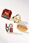 By Anthropologie City Brooches, Set Of 4 In Red