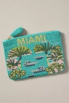 By Anthropologie City Graphic Medium Beaded Pouch In Blue