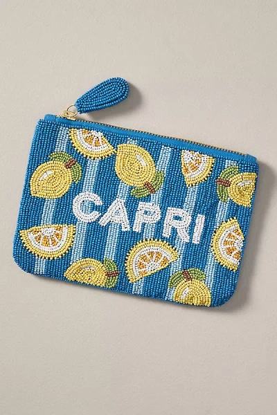 By Anthropologie City Graphic Medium Beaded Pouch