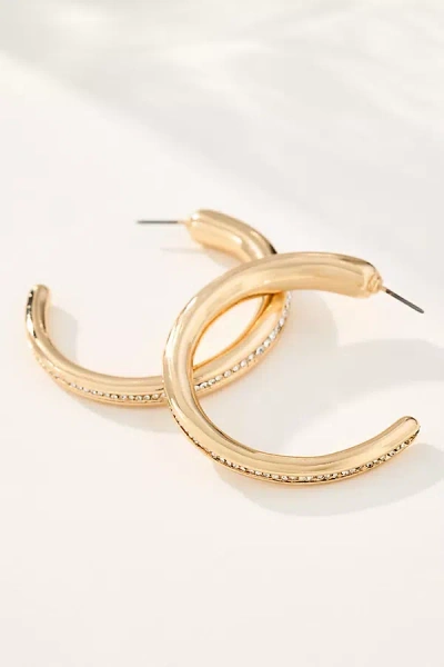 By Anthropologie Classic Crystal Hoop Earrings In Gold