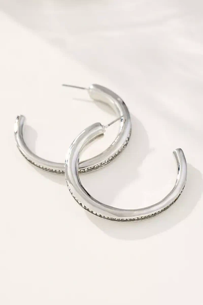 By Anthropologie Classic Crystal Hoop Earrings In Silver