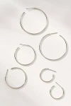 By Anthropologie Classic Hoop Earrings, Set Of 3 In Silver