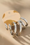 By Anthropologie Classic Hoop Earrings, Set Of 3 In Silver
