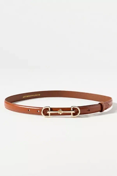By Anthropologie Classic Horsebit Skinny Belt In Brown
