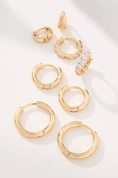 By Anthropologie Classic Huggie Hoop Earrings, Set Of 4