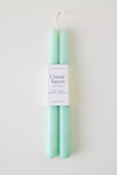 By Anthropologie Classic Taper Candles, Set Of 2 In Green