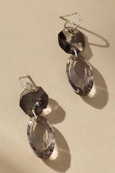 By Anthropologie Clear Crystal Drop Earrings In Gray