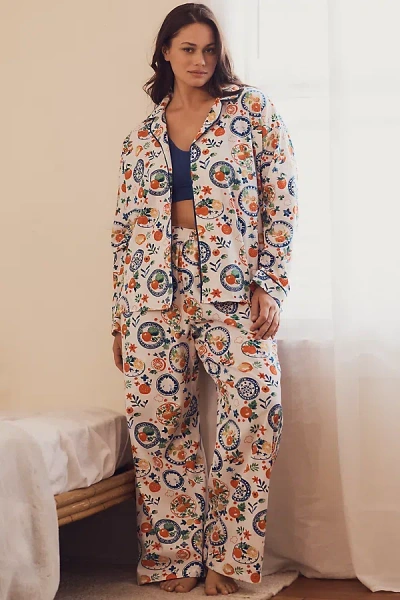 By Anthropologie Cloud Flannel Pajama Top In White