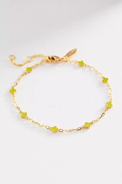 By Anthropologie Clover Chain Wrap Bracelet In Green