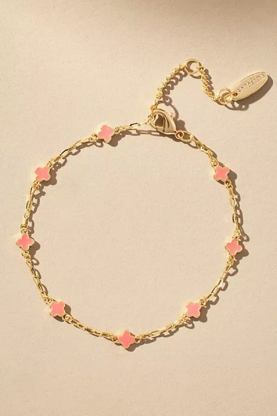 By Anthropologie Clover Chain Wrap Bracelet In Orange