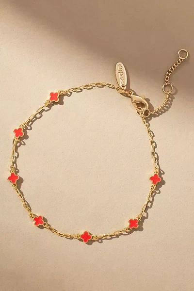 By Anthropologie Clover Chain Wrap Bracelet In Red
