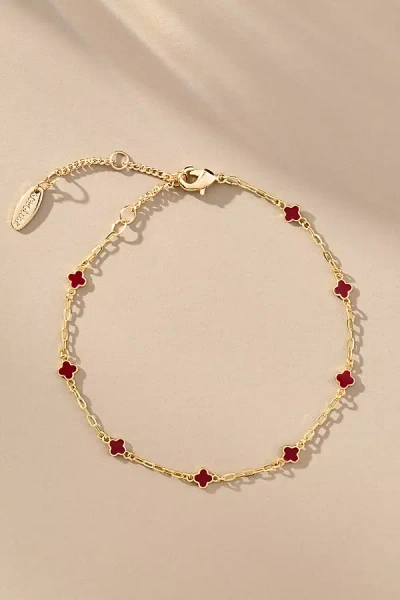 By Anthropologie Clover Chain Wrap Bracelet In Red