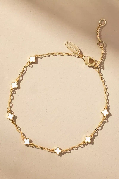 By Anthropologie Clover Chain Wrap Bracelet In White