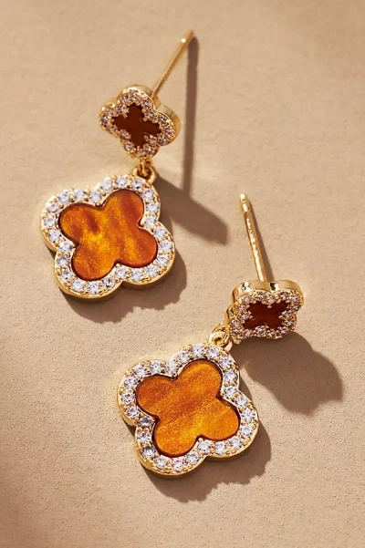 By Anthropologie Clover Drop Earrings In Brown