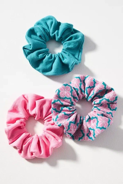 By Anthropologie Clover Terry Scrunchies, Set Of 3 In Pink