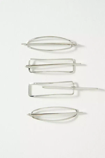 By Anthropologie Clubhouse Barrettes, Set Of 4 In Silver