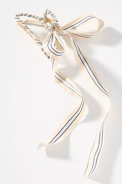 By Anthropologie Clubhouse Striped Bow Hair Claw Clip In White
