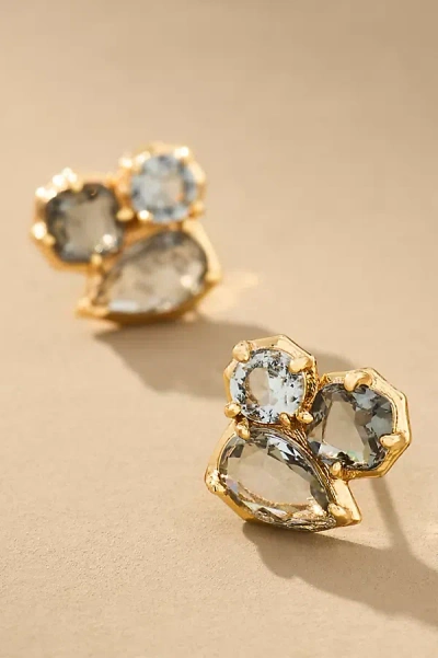 By Anthropologie Clustered Stone Post Earrings In Grey