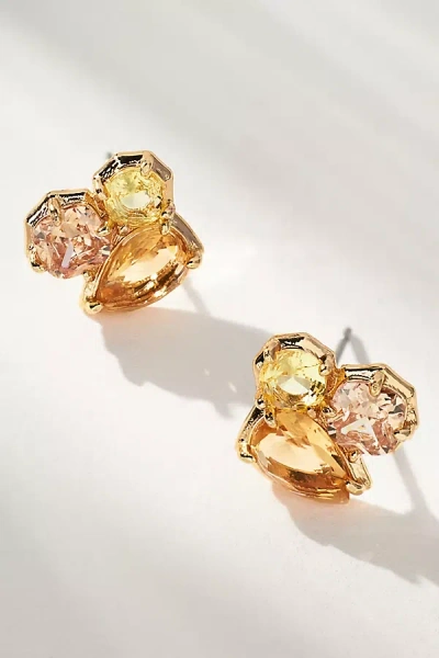By Anthropologie Clustered Stone Post Earrings In Yellow