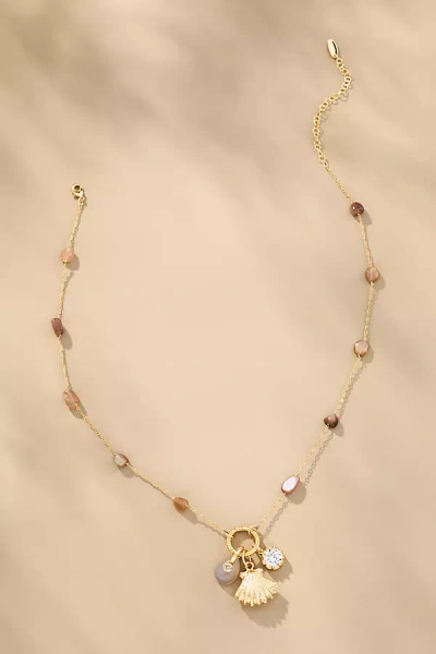By Anthropologie Coastal Charm Beaded Necklace In Pink