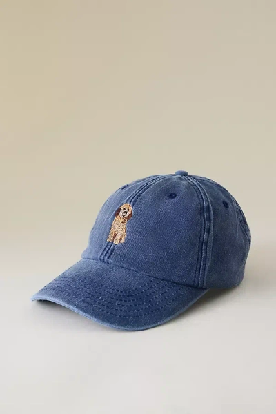 By Anthropologie Cockapoo Embroidered Baseball Cap In Blue