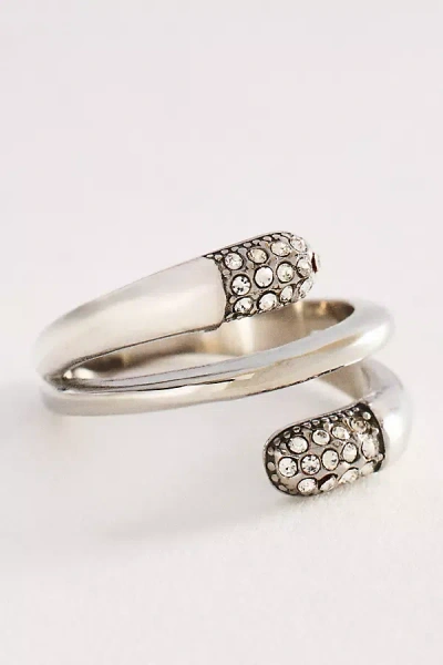 By Anthropologie Coiled Crystal Cocktail Ring In Metallic